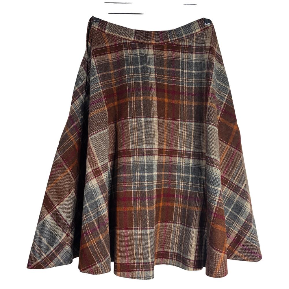 College Town Vintage Plaid Midi Skirt Size Small